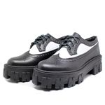 Sapato Oxford Tratorado Estilo Veggie Rolly Preto/Branco