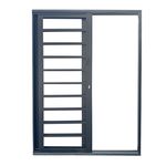 Porta De Correr Horizontal Com 2 Folhas De Aço Cinza 150x210 Cm