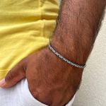 Pulseira Masculina Ponto Peruano Envelhecida em Prata 925 