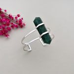 Bracelete Cristal Quartzo Verde Ajustável em Prata 925