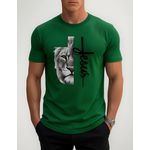 Camiseta Jesus + Leão Algodão Verde Bandeira