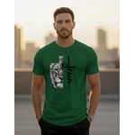 Camiseta Jesus + Leão Algodão Verde Bandeira