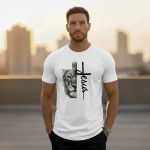 Camiseta Jesus + Leão Algodão Branco