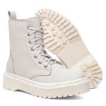 Bota Coturno em Couro Rafaela Off White