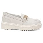 Mocassim em Couro Elisa Rafaela Detalhe em Metal Off White