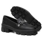 Mocassim em Couro Elisa Anita Detalhe em Metal Preto