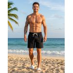 Short De Linho Masculino Preto