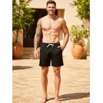 Short De Linho Masculino Preto