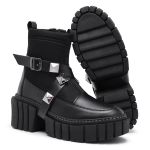 Bota Coturno Livia Fivela Spyke Dupla Preta