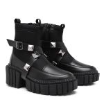 Bota Coturno Livia Fivela Spyke Dupla Preta