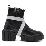 Bota Coturno Livia Fivela Gliter Branca Dupla Preta