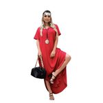 Vestido Camisetão Manga Curta Vermelho