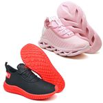 Kit 2 Tênis Unissex Evoltenn Easy Modelos Diferentes Rosa e Preto Vermelho
