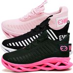 Kit 3 Tênis Easy Style Unissex Evoltenn Solado Trançado Preto Pink, Preto Branco e Rosa