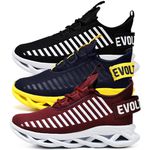 Kit 3 Tênis Easy Style Unissex Evoltenn Solado Trançado Bordo, Preto Amarelo e Preto Branco