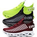 Kit 3 Tênis Easy Style Unissex Evoltenn Solado Trançado Bordo, Black e Verde