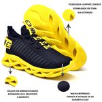 Tênis Easy Style Feminino Evoltenn Solado Trançado Preto Amarelo