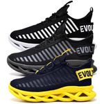 Kit 3 Tênis Easy Style Unissex Evoltenn Solado Trançado Preto Branco, Preto Amarelo e Black