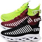 Kit 3 Tênis Easy Style Unissex Evoltenn Solado Trançado Verde, Preto Branco e Bordo