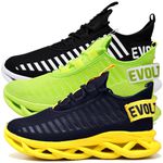 Kit 3 Tênis Easy Style Unissex Evoltenn Solado Trançado Verde, Preto Branco e Preto Amarelo