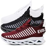Kit 3 Tênis Easy Style Unissex Evoltenn Solado Trançado White, Black e Bordo