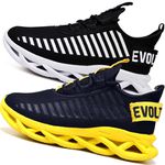 Kit 2 Tênis Easy Style Unissex Evoltenn Solado Trançado Preto Amarelo e Preto Branco