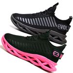 Kit 2 Tênis Easy Style Unissex Evoltenn Solado Trançado Moderno Black e Preto Pink