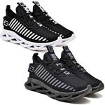 Kit 2 Tênis Easy Style Unissex Evoltenn Solado Trançado Black e Preto Branco
