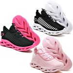 Kit 3 Tênis Easy Style Unissex Evoltenn Solado Trançado Preto Pink, Preto Branco e Rosa