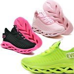 Kit 3 Tênis Easy Style Feminino Evoltenn Solado Trançado Preto Pink, Verde e Rosa