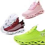 Kit 3 Tênis Easy Style Unissex Evoltenn Solado Trançado Rosa, Verde e Bordo