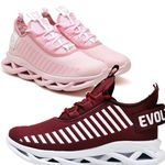 Kit 2 Tênis Easy Style Unissex Evoltenn Solado Trançado Moderno Rosa e Bordo