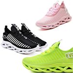 Kit 3 Tênis Easy Style Unissex Evoltenn Solado Trançado Rosa, Verde e Preto Branco
