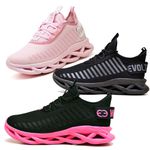 Kit 3 Tênis Easy Style Unissex Evoltenn Solado Trançado Preto Pink, Black e Rosa