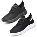 Kit 2 Tênis Boost Unissex Evoltenn Esportivo Colmeia Black e Preto Branco