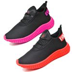 Kit 2 Tênis Boost Unissex Evoltenn Esportivo Colmeia Preto Vermelho e Preto Rosa