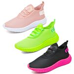 Kit 3 Tênis Boost Unissex Evoltenn Esportivo Colmeia Verde, Nude e Preto Rosa