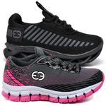 Kit 2 Tênis Infantil Evoltenn Trança e Impacto Black e Cinza Rosa