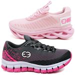 Kit 2 Tênis Infantil Evoltenn Trança e Impacto Rosa e Cinza Rosa