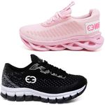 Kit 2 Tênis Infantil Evoltenn Trança e Impacto Rosa e Preto