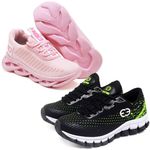 Kit 2 Tênis Infantil Evoltenn Trança e Impacto Rosa e Verde