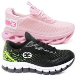 Kit 2 Tênis Infantil Evoltenn Trança e Impacto Rosa e Verde