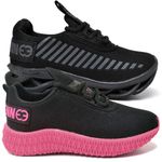 Kit 2 Tênis Infantil Esportivo Modelos Diferentes Black e Preto Rosa