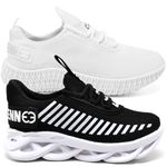 Kit 2 Tênis Infantil Esportivo Modelos Diferentes Preto Branco e Branco