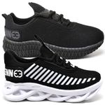 Kit 2 Tênis Infantil Esportivo Modelos Diferentes Preto Branco e Black