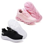 Kit 2 Tênis Infantil Esportivo Modelos Diferentes Rosa e Preto Branco
