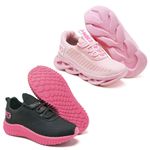 Kit 2 Tênis Infantil Esportivo Modelos Diferentes Rosa e Preto Rosa