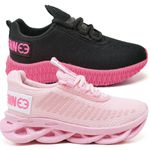 Kit 2 Tênis Infantil Esportivo Modelos Diferentes Rosa e Preto Rosa