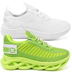 Kit 2 Tênis Infantil Esportivo Modelos Diferentes Verde e Branco