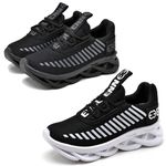 kit 2 Tênis Infantil Evoltenn Sola Trança Escolar Black e Preto Branco